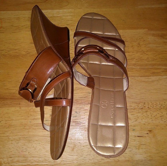 Cole Haan Brown Leather Slide In Wedge - Picture 4 of 6